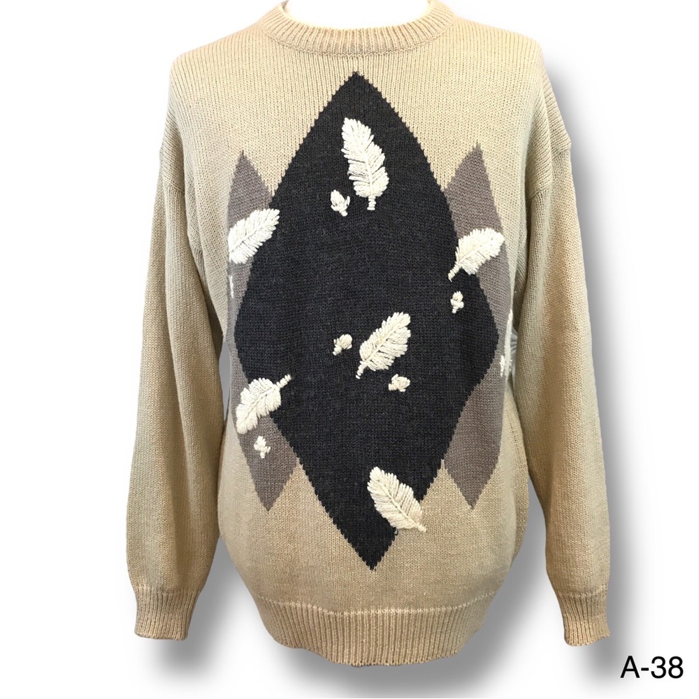 Vtg 90’s Aggio Wool Blend Warm Cozy Sweater Sz L Holiday Sweater Leaves